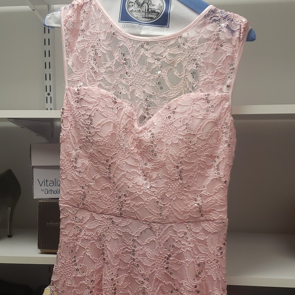 Pink Lace High-Low Dress - Picture 3 of 5